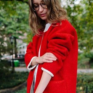 Madewell Red Shearling/Sherpa Lined Cocoon Coat XS